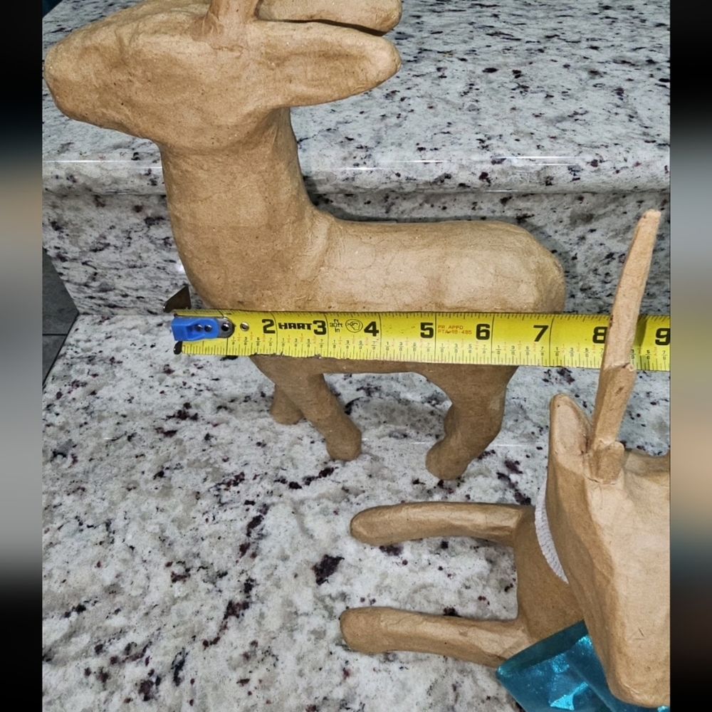 Vintage Paper Mache Reindeer Made In Philippines Christmas Decor Lot of 2 - Picture 14 of 16